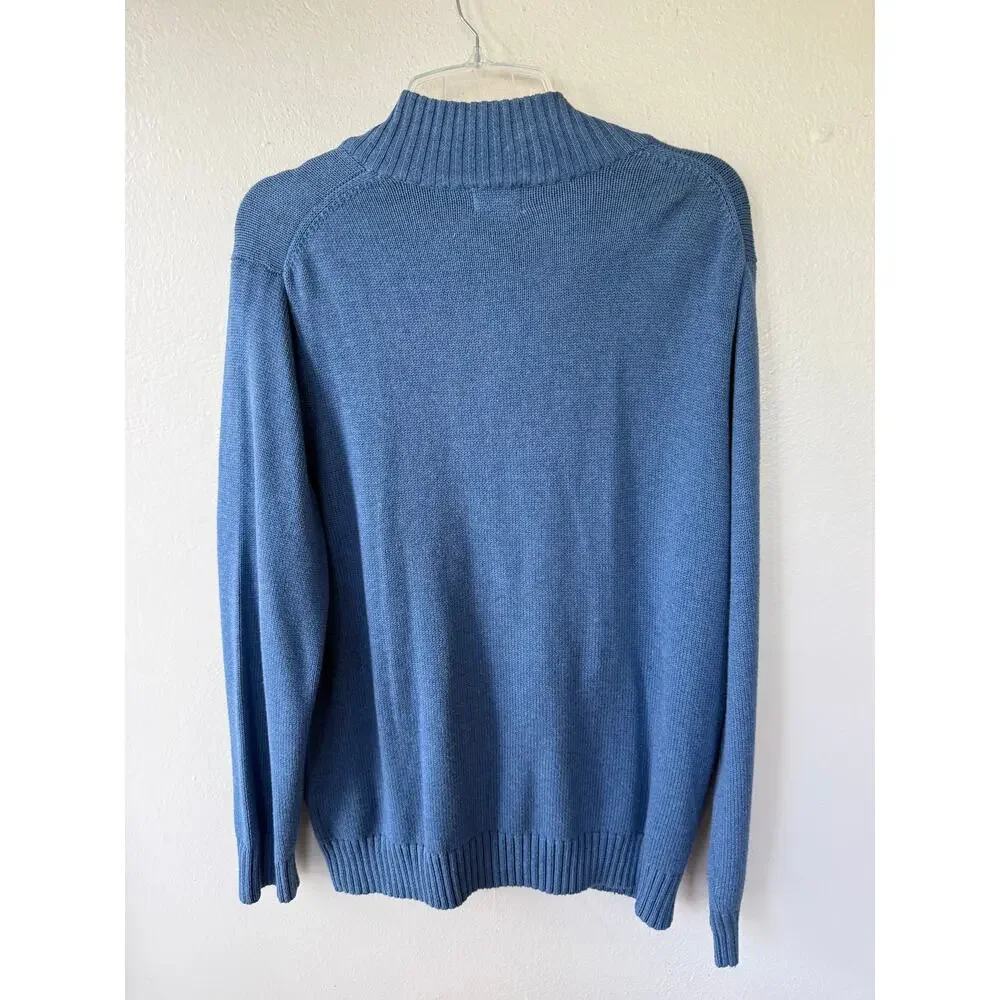 e: L.L.Bean Men’s Full Zip Cotton Cardigan Sweater Blue Large NWT